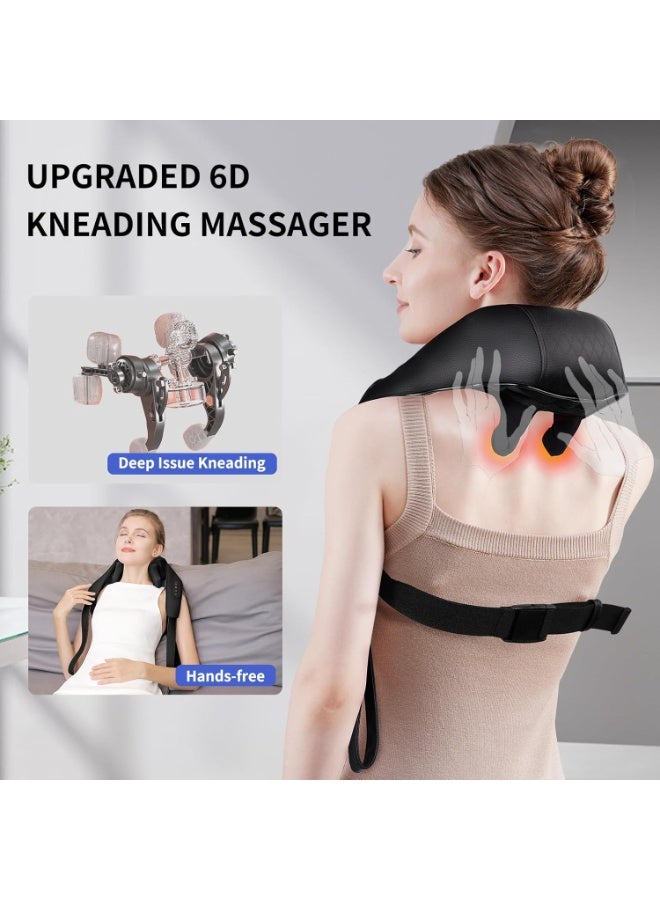 مدلك رقبة لاسلكي مع حرارة – جهاز مساج شياتسو عميق 6D قابل للشحن لتخفيف آلام الرقبة والظهر والكتفين والساقين – مناسب للرجال والنساء - Image 5